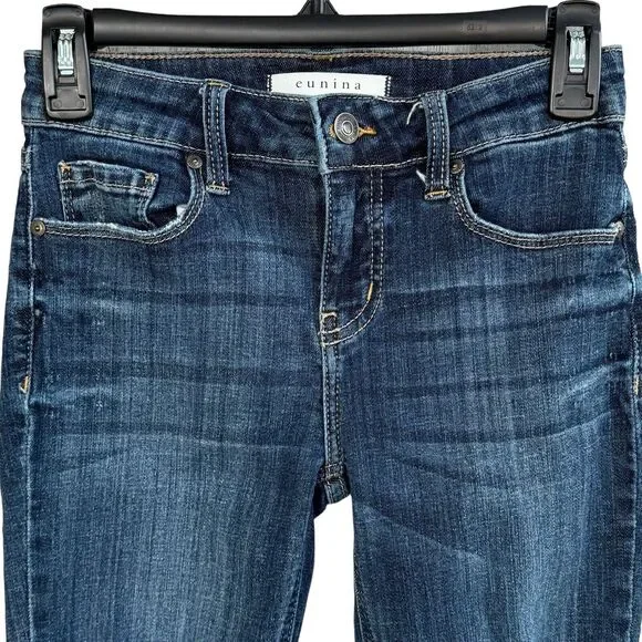 Eunina JRS SZ 1 Jude Skinny Ankle Jeans Mid-Rise Distressed Stretch Frayed Blue - Picture 2 of 11